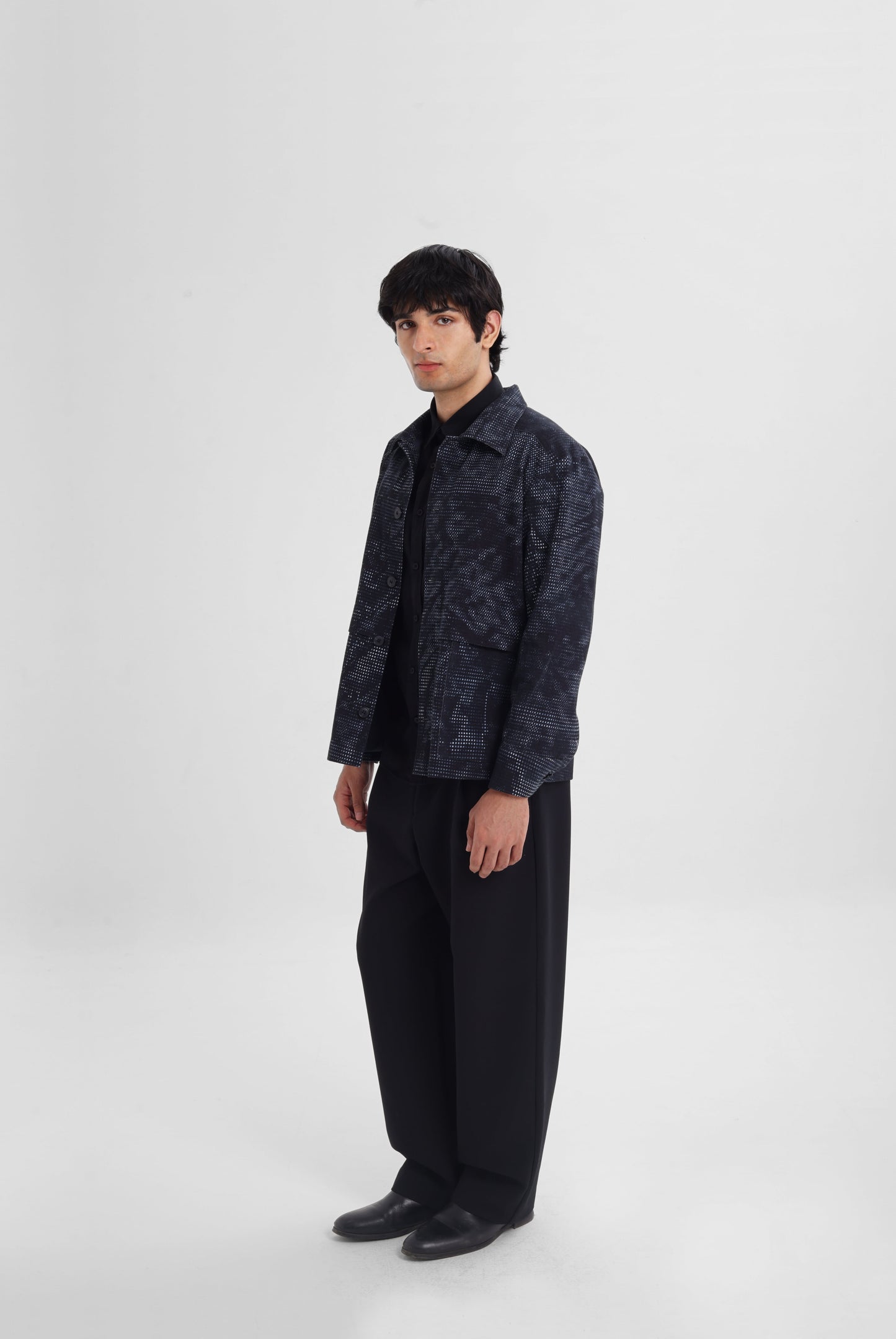 Midnight Grid Boxy Jacket