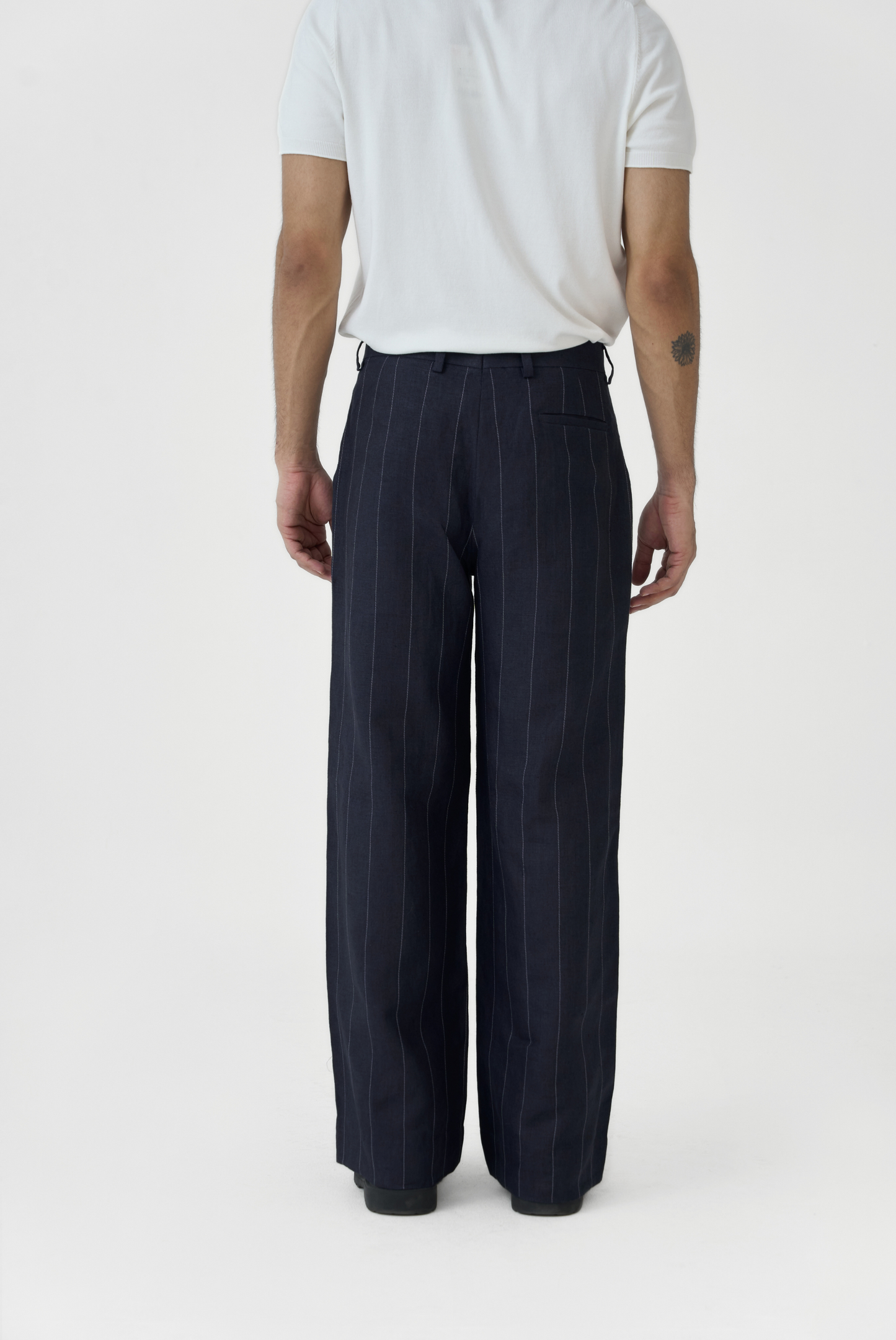 Navy Linework Linen Pants