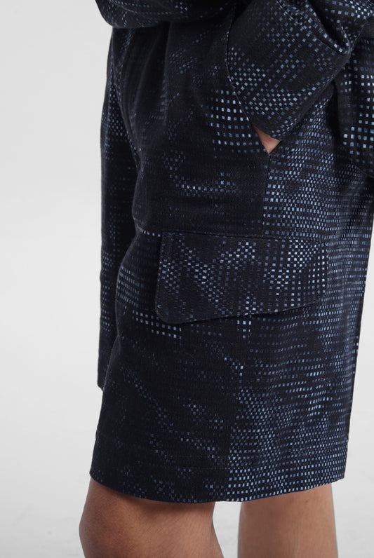 Midnight Grid Cargo Shorts