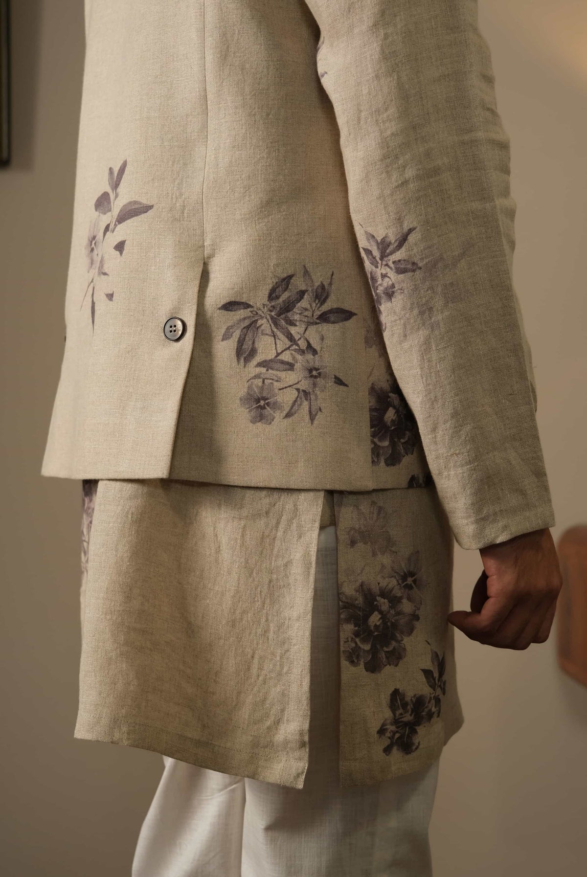Linen Floral Bandhgala
