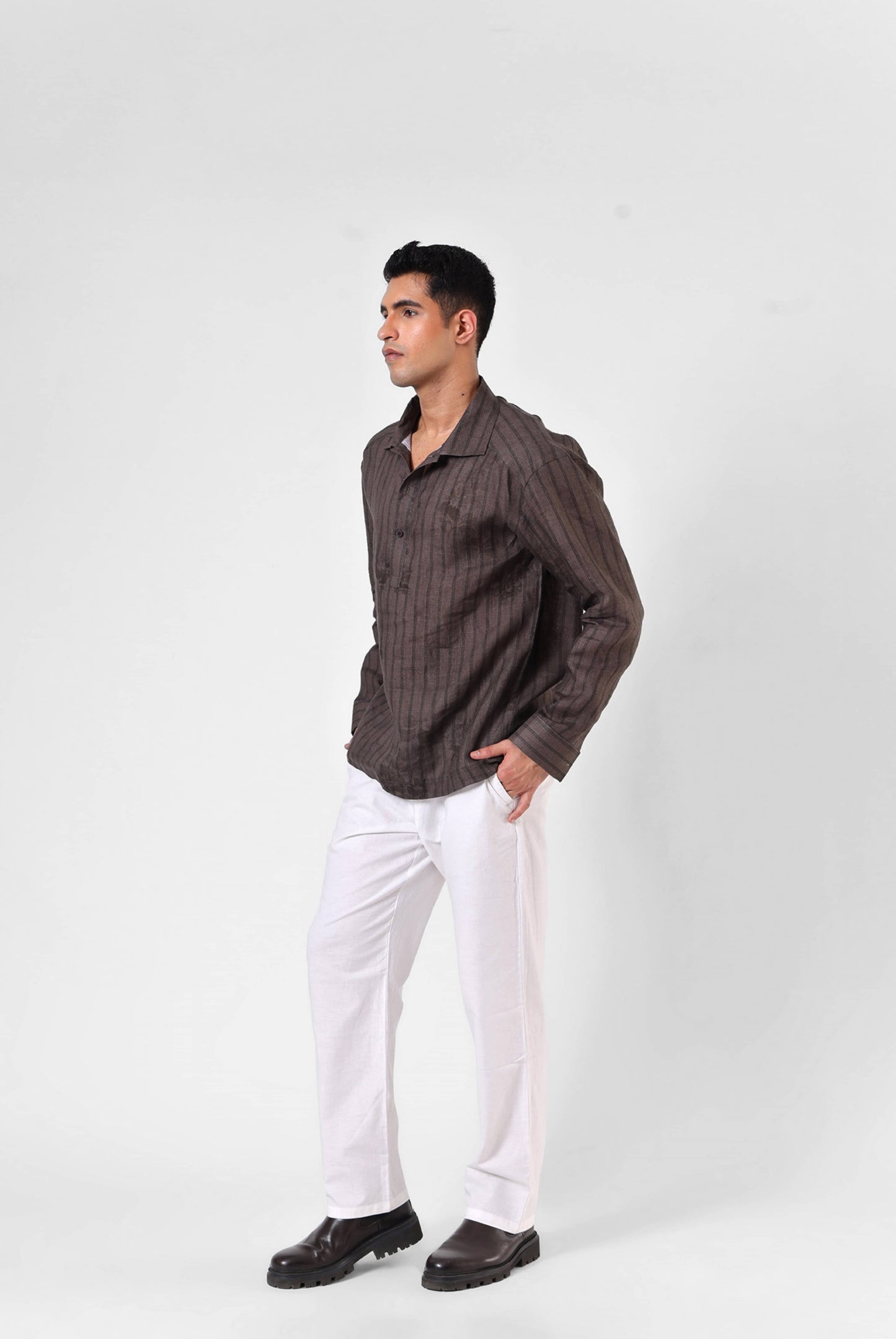 Raw Umber Etch Shirt - Quarter Button Up