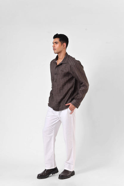 Raw Umber Etch Shirt - Quarter Button Up