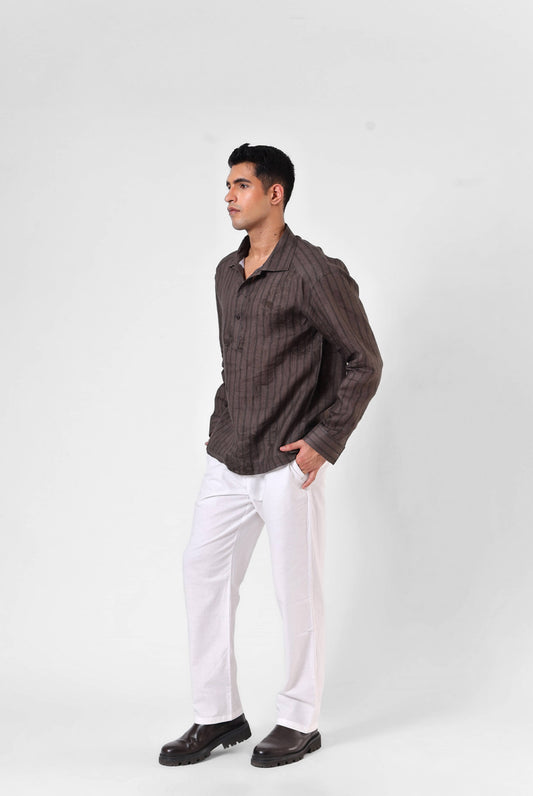 Raw Umber Etch Shirt - Quarter Button Up