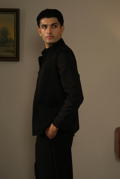 Black Panelled Bandhgala