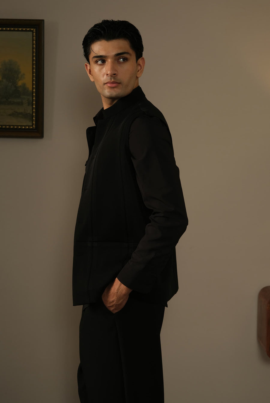 Black Panelled Bandhgala