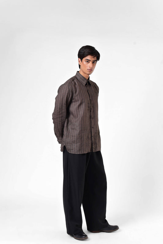 Raw Umber Etch Linen Shirt