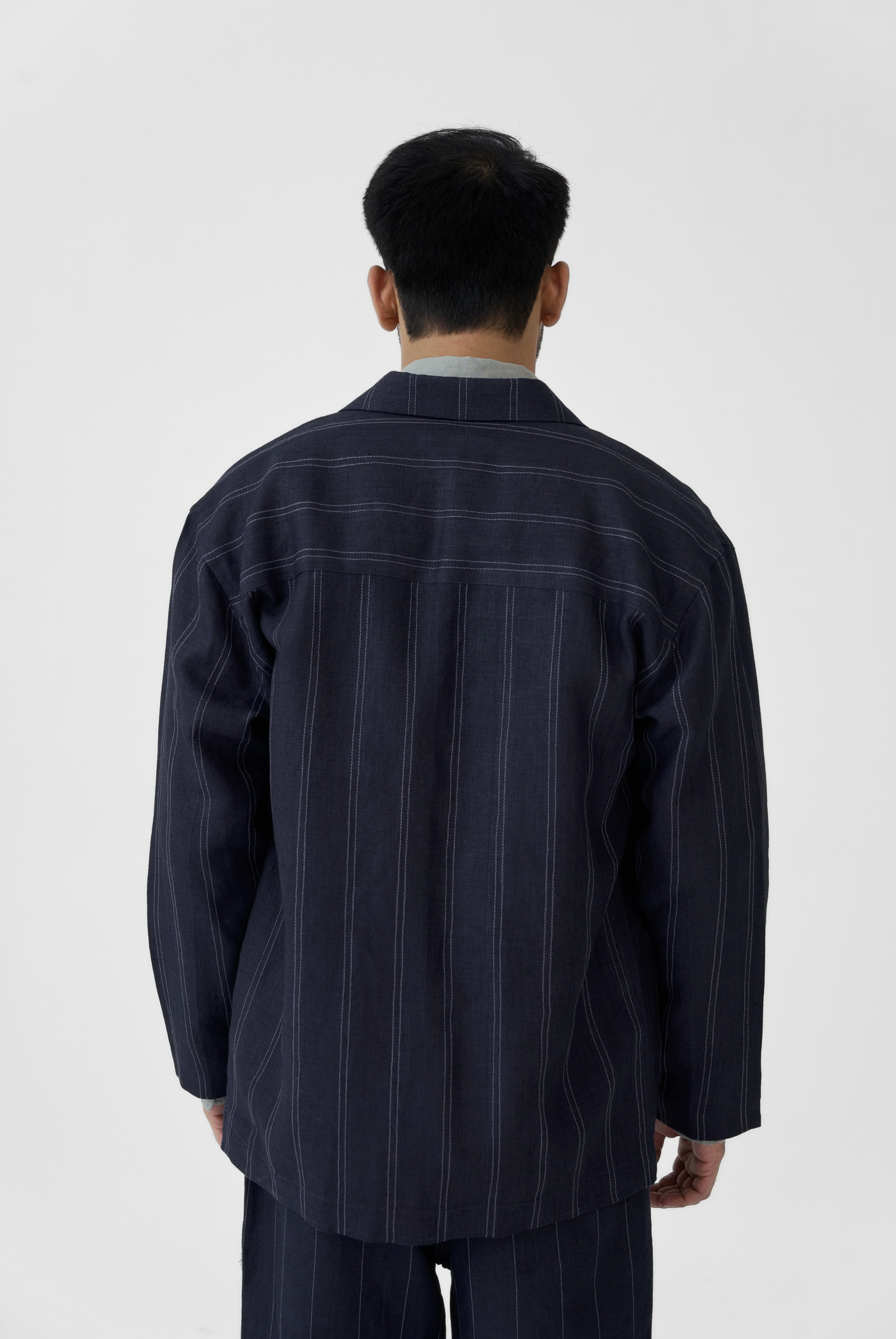 Navy Linework Linen Jacket