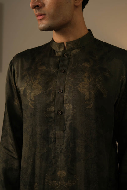 Olive Botanical Kurta Set