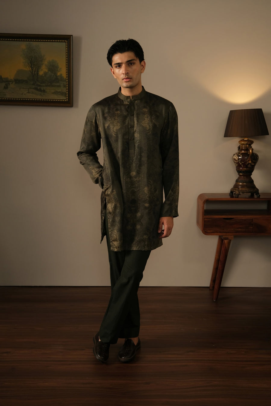 Olive Botanical Kurta Set