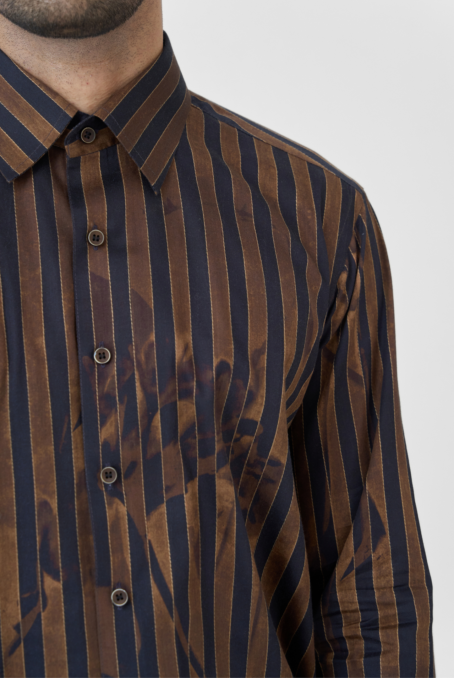 Rustic Striped Floral Shirt