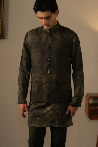 Olive Botanical Kurta Set