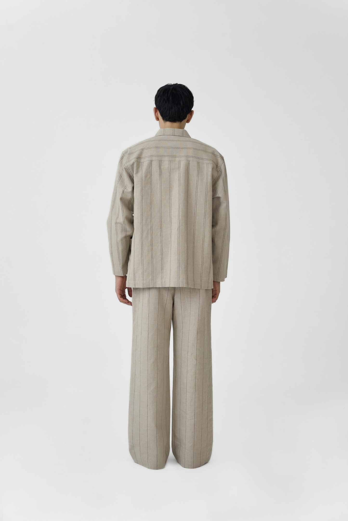 Beige Linework Linen Pants