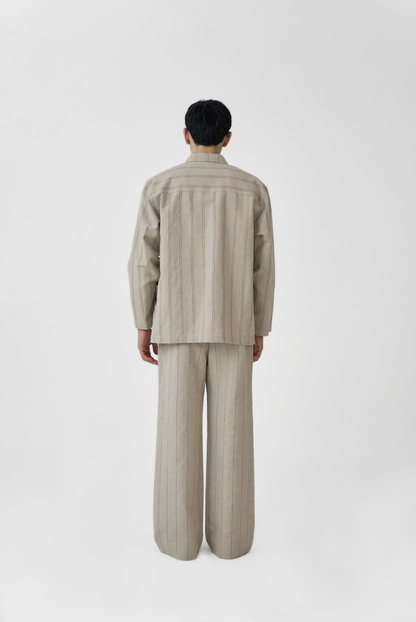Beige Linework Linen Pants