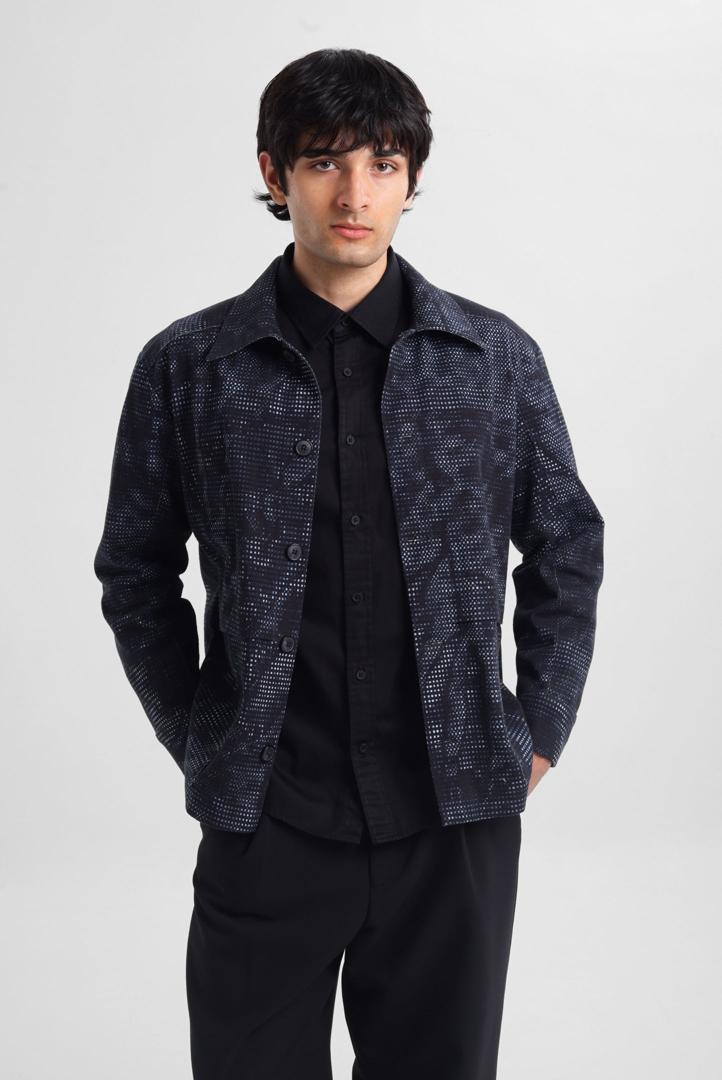 Midnight Grid Boxy Jacket