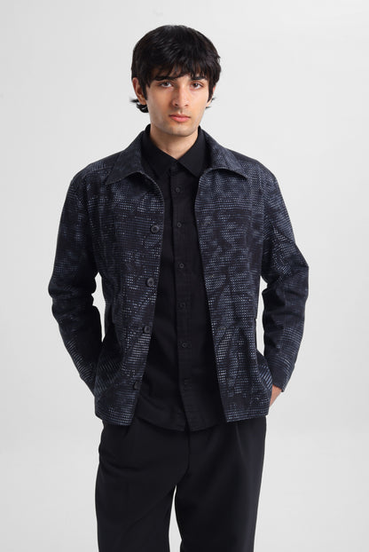 Midnight Grid Boxy Jacket