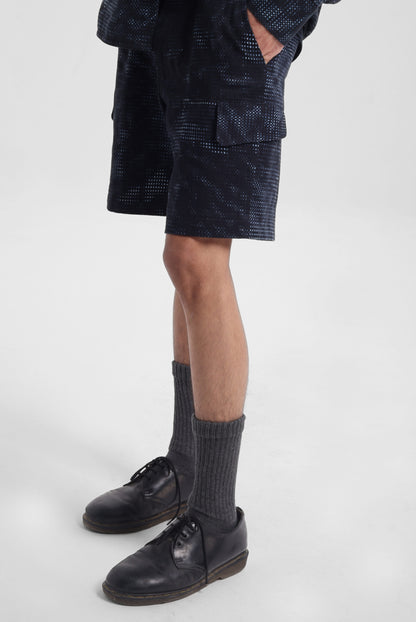 Midnight Grid Cargo Shorts