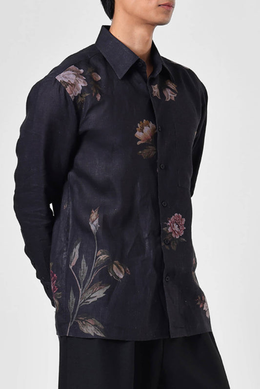 Garden Linen Shirt in Black