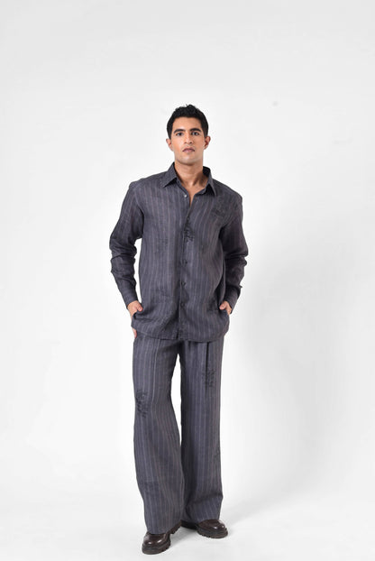 Charcoal Etch Linen Shirt