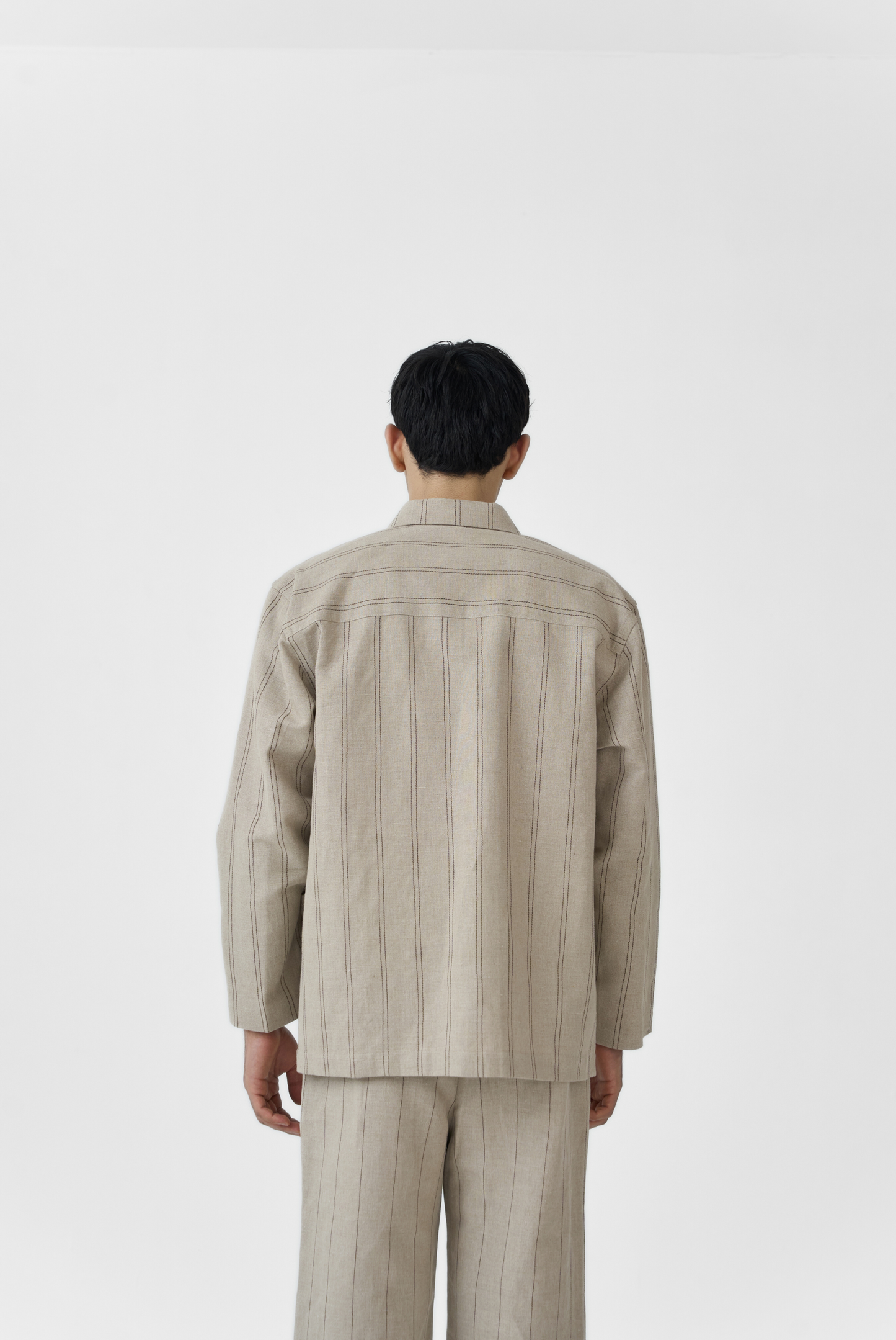 Beige Linework Linen Jacket