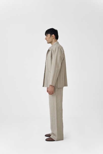 Beige Linework Linen Jacket