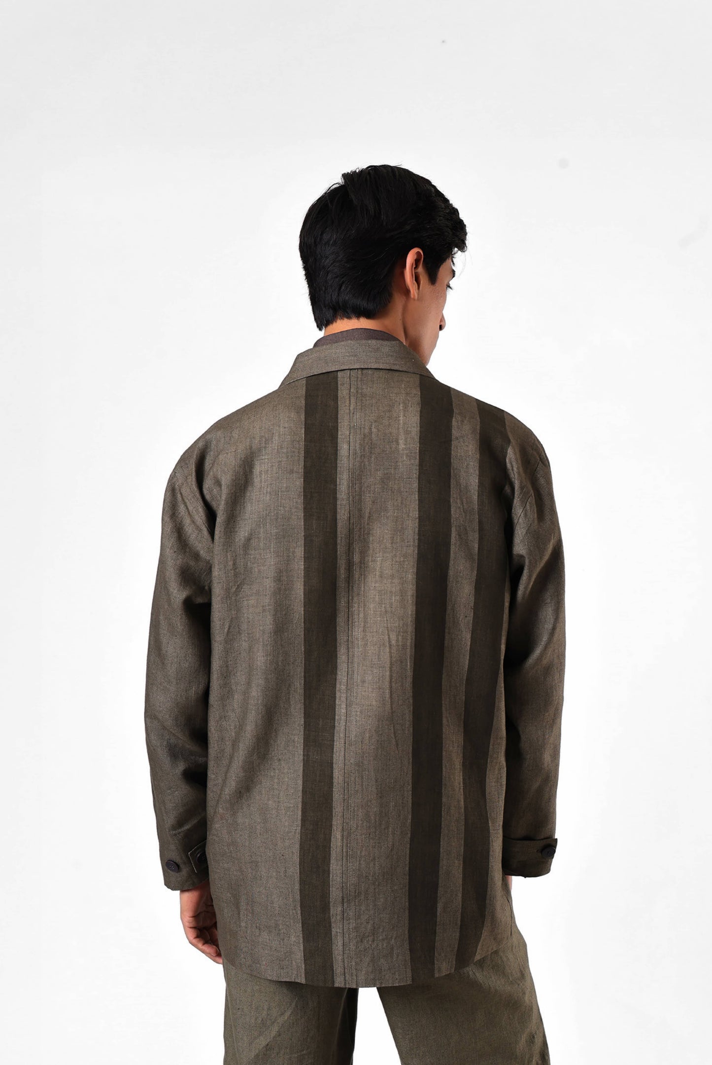 Olive Panelled Linen Blazer