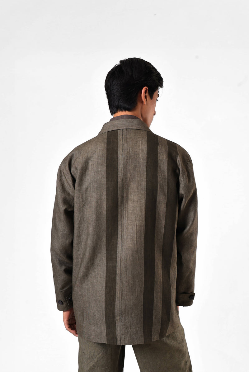 Olive Panelled Linen Blazer