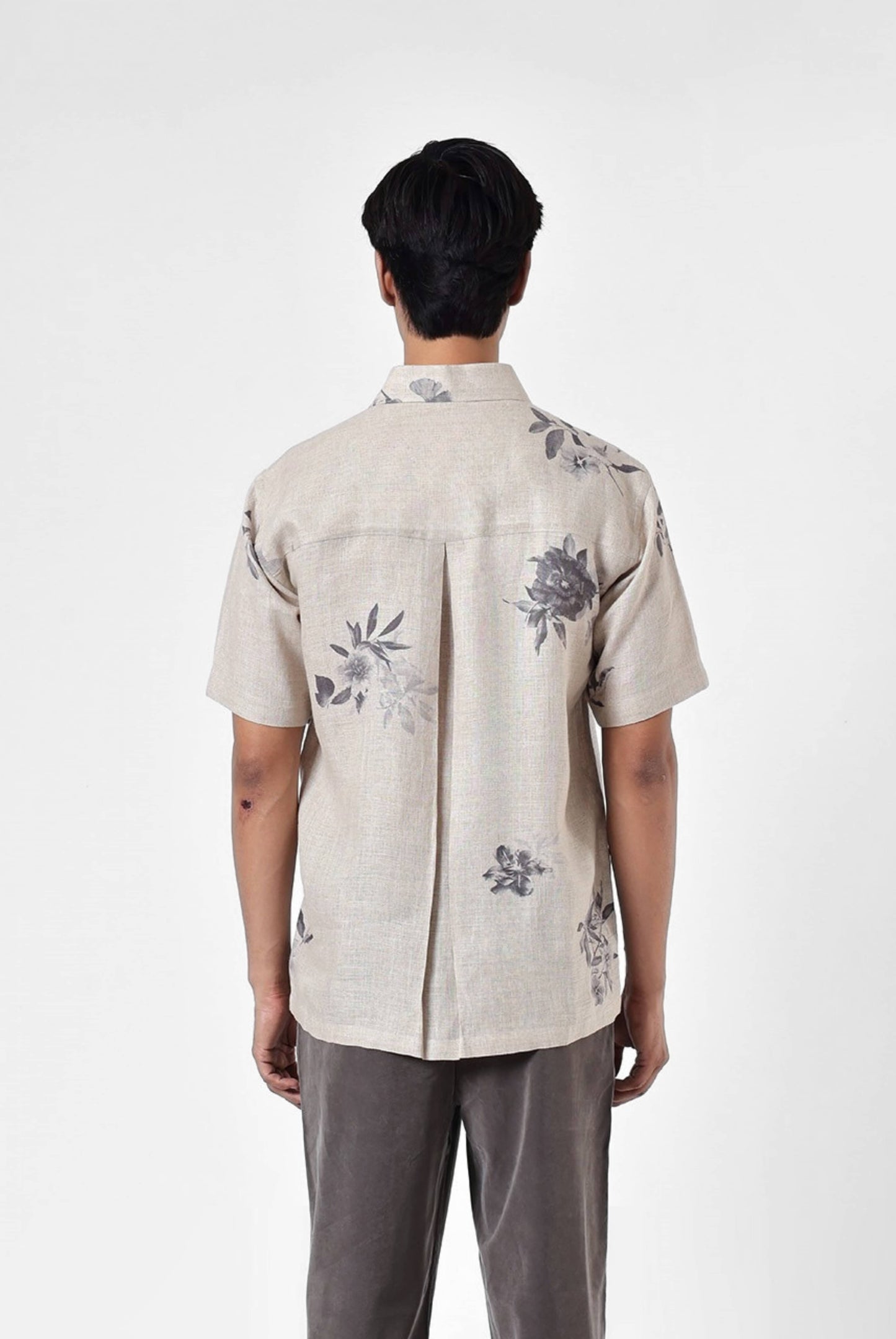 Linen Floral Short Sleeve Shirt