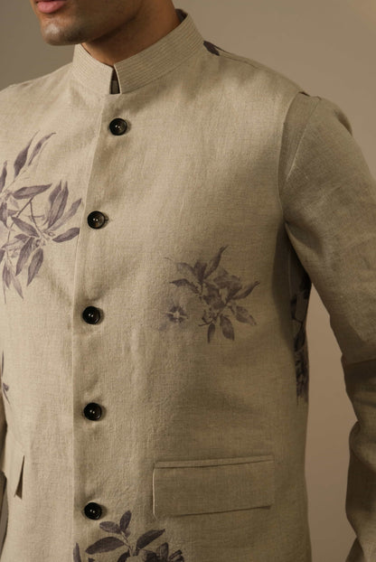 Linen Floral Bandhgala