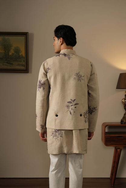 Linen Floral Bandhgala