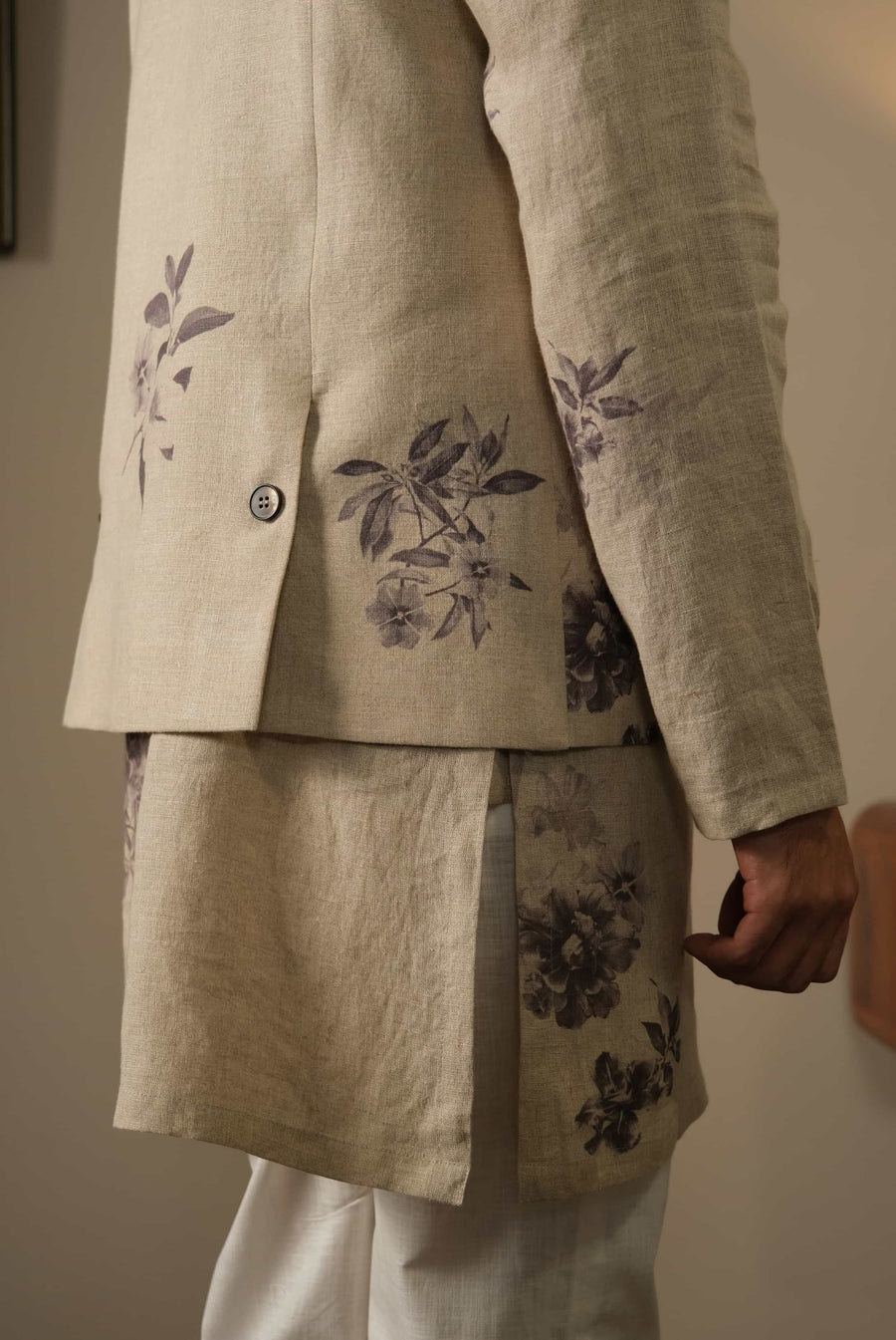 Linen Floral Bandhgala