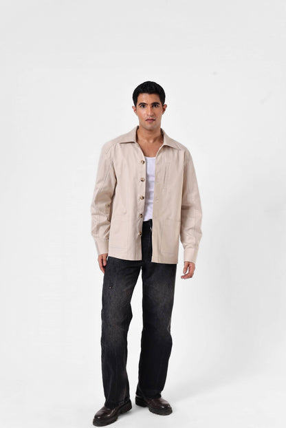 Beige Utility Overshirt