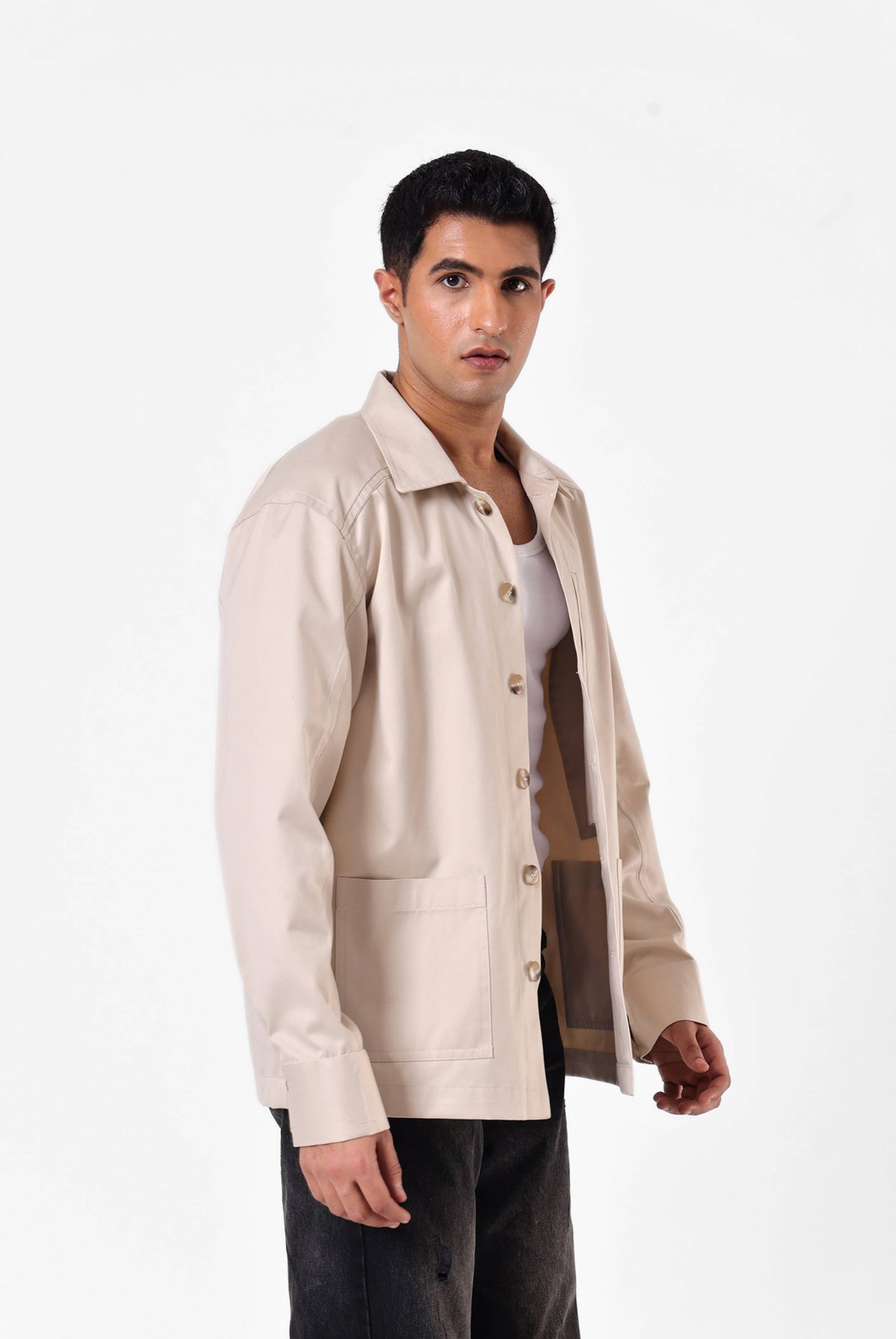 Beige Utility Overshirt