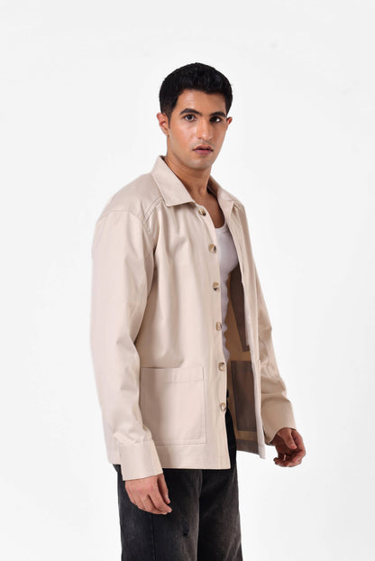 Beige Utility Overshirt