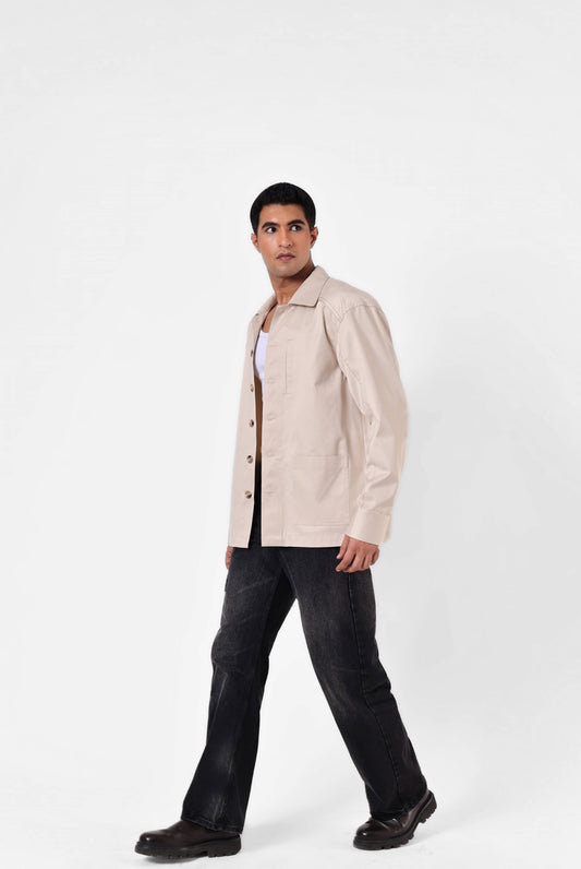 Beige Utility Overshirt