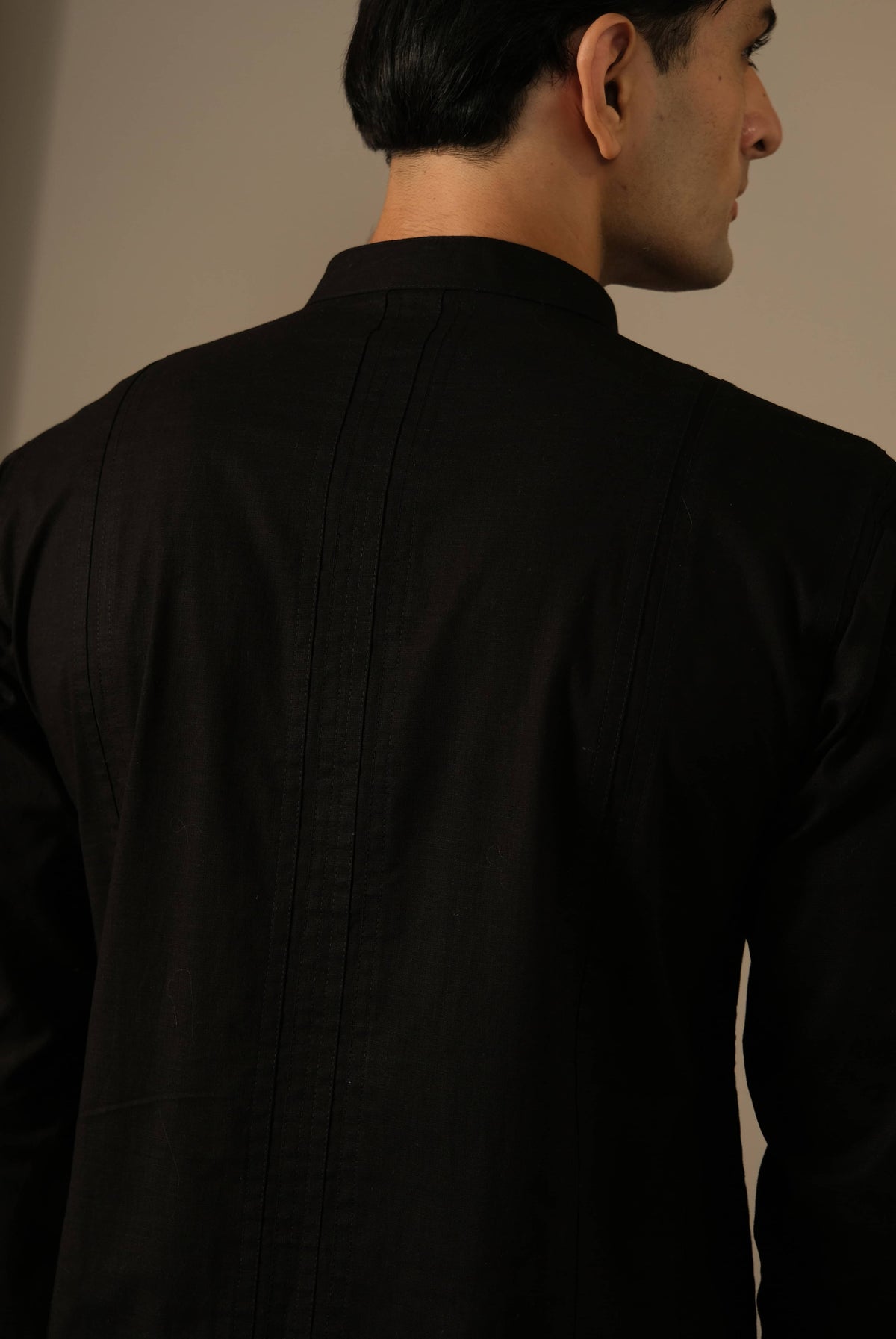 Black Panelled Kurta Set