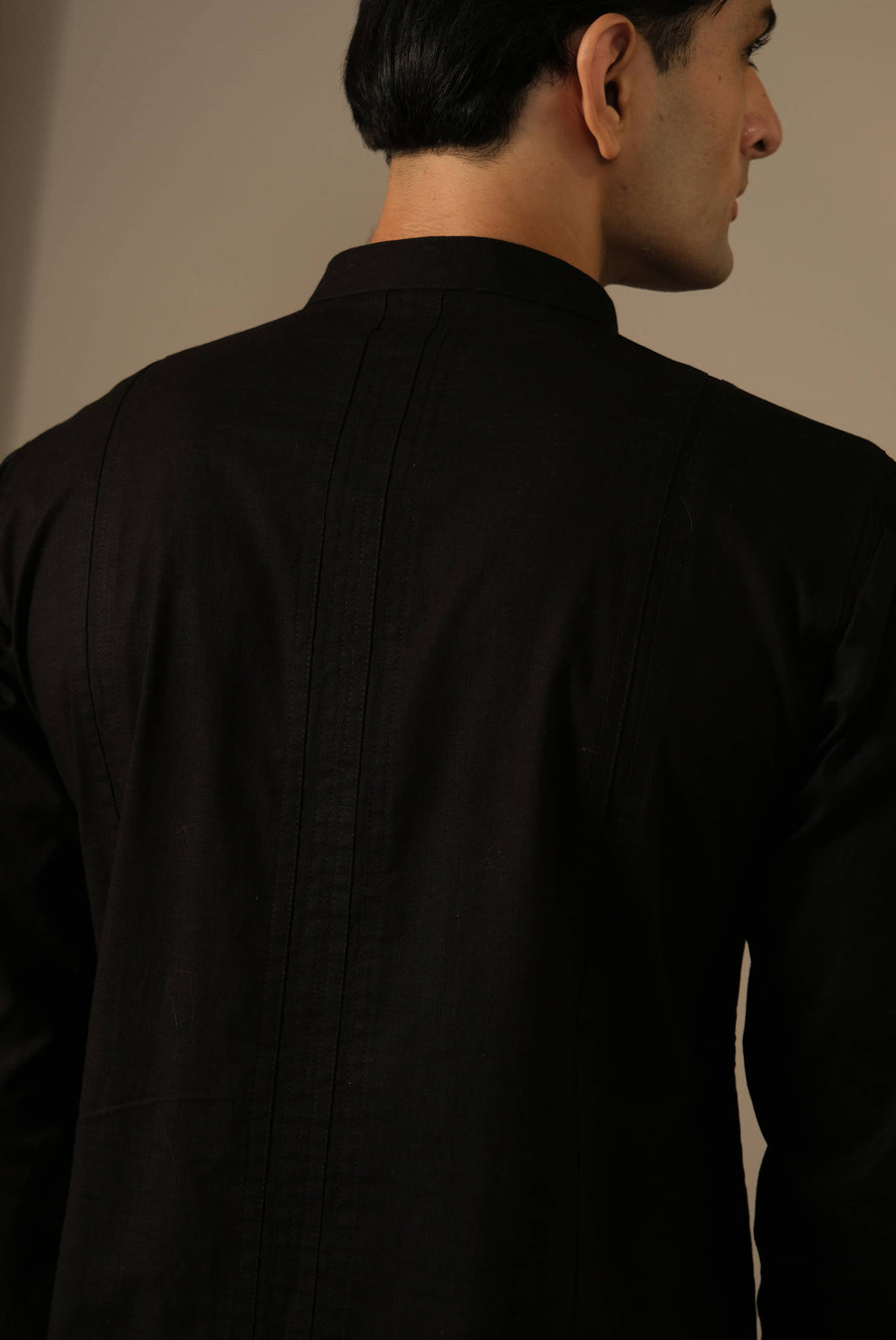 Black Panelled Kurta Set