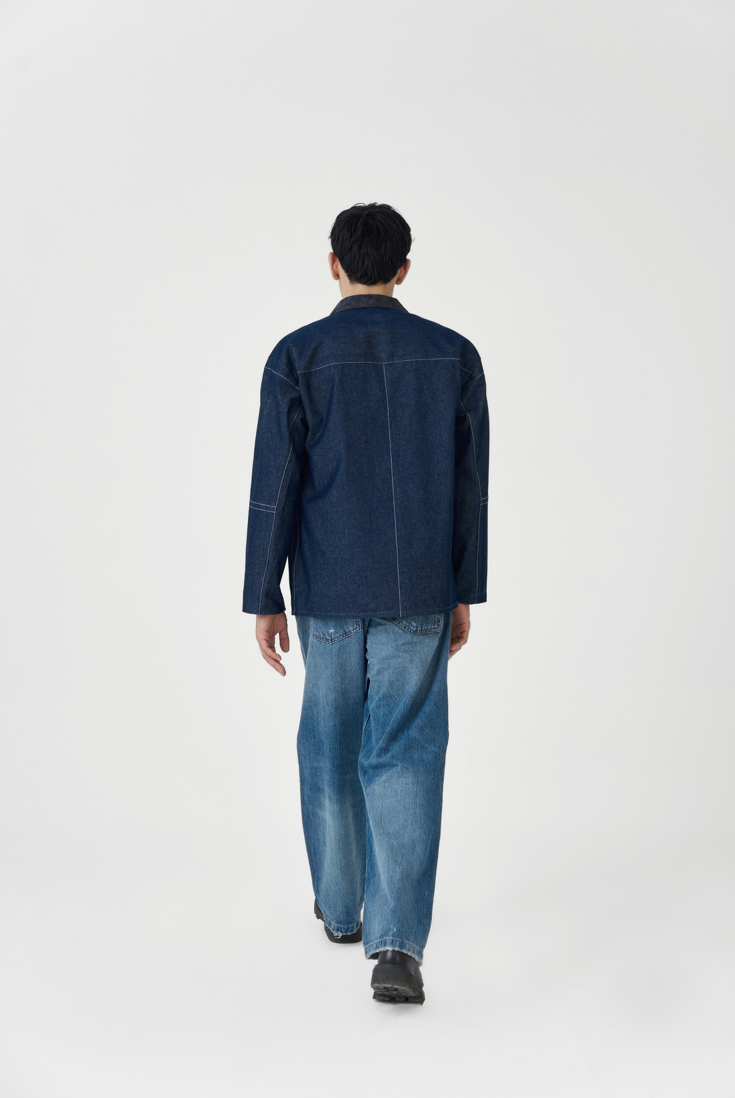 Denim Jacket with Suede Collar