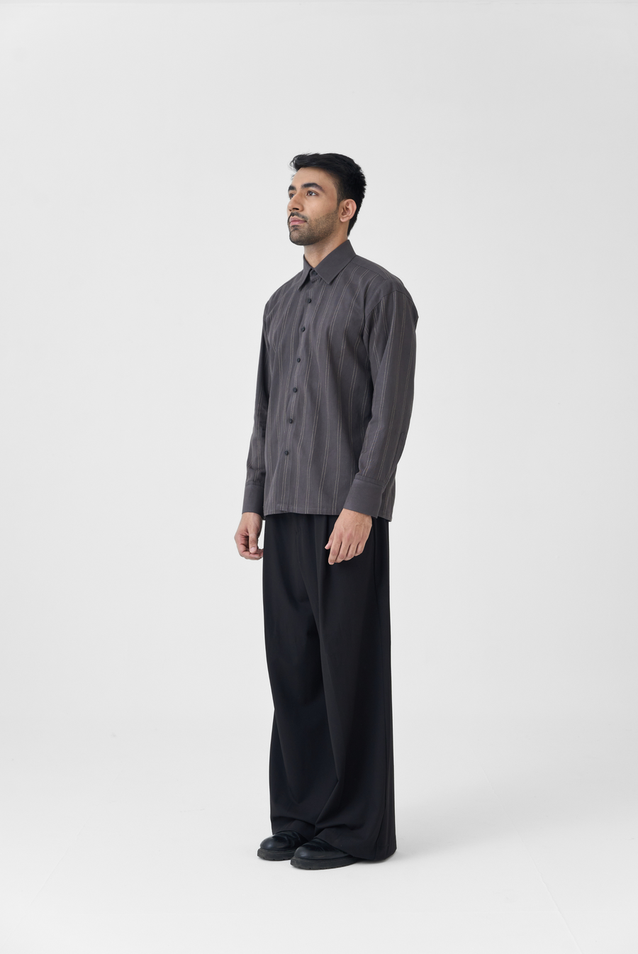 Linework Twill Shirt in Slate Grey