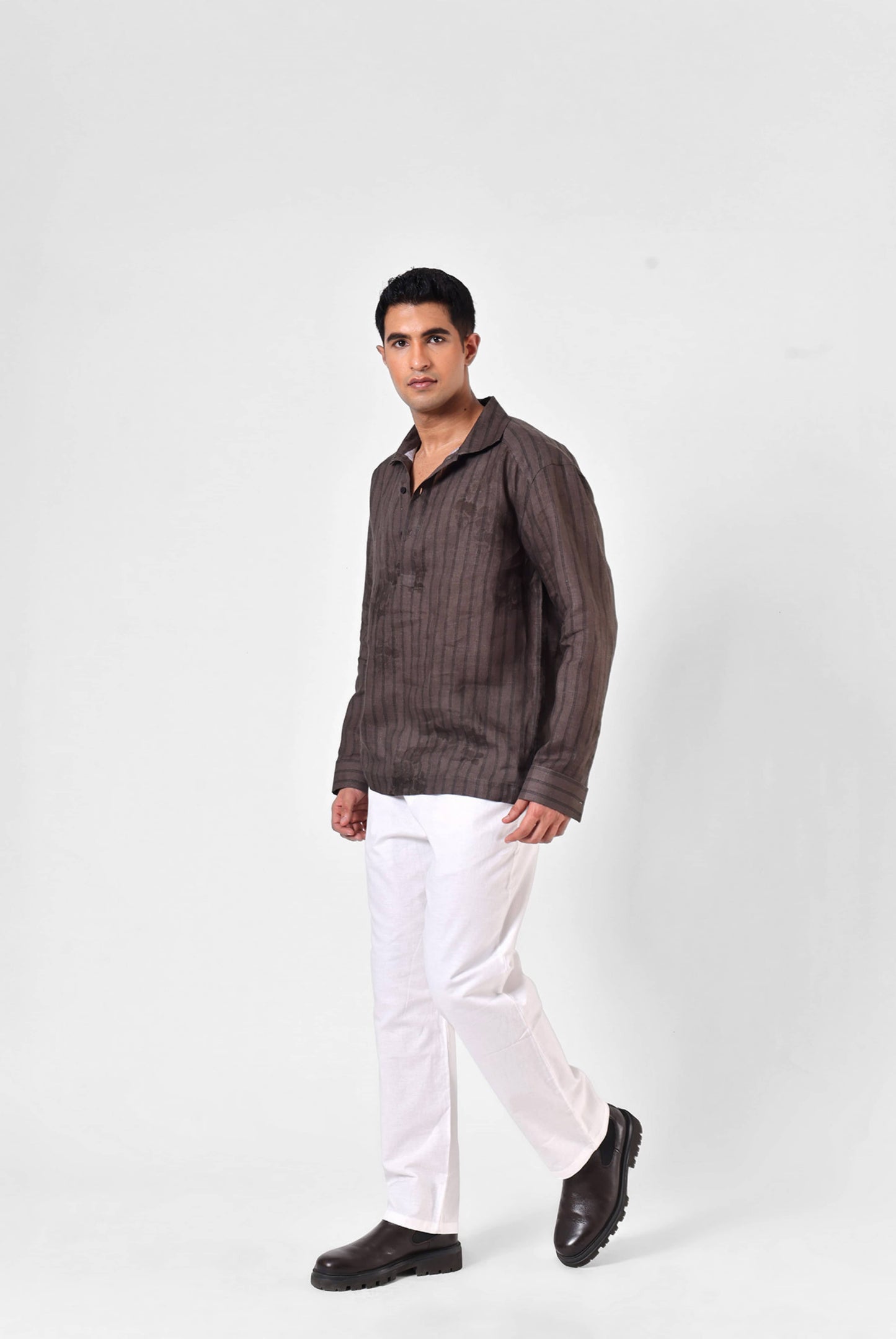 Raw Umber Etch Shirt - Quarter Button Up