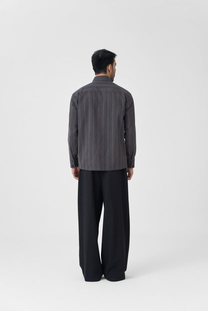 Linework Twill Shirt in Slate Grey