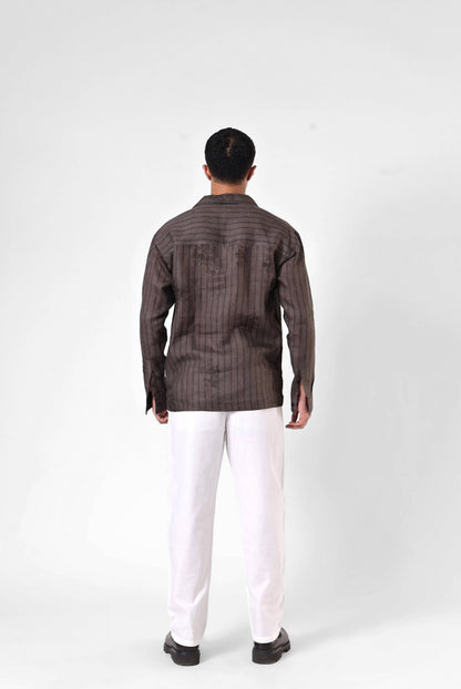 Raw Umber Etch Shirt - Quarter Button Up