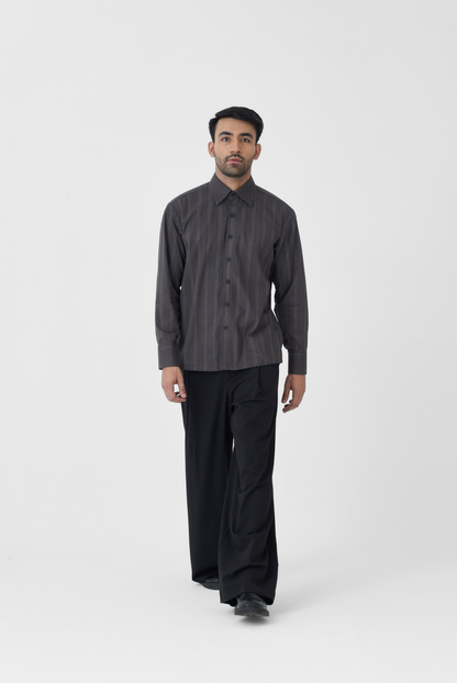 Linework Twill Shirt in Slate Grey