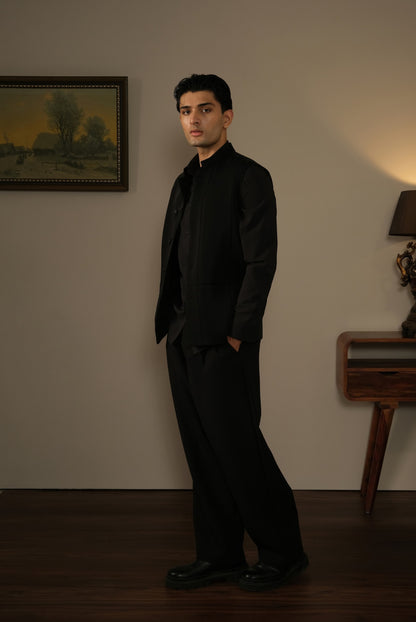 Black Panelled Bandhgala