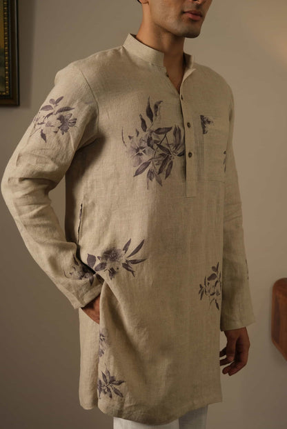 Linen Floral Kurta Set