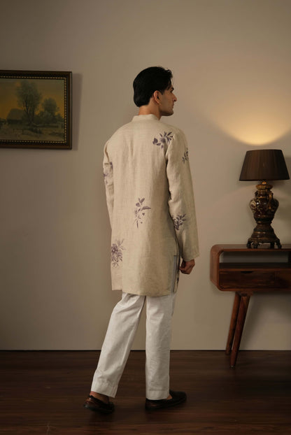 Linen Floral Kurta Set