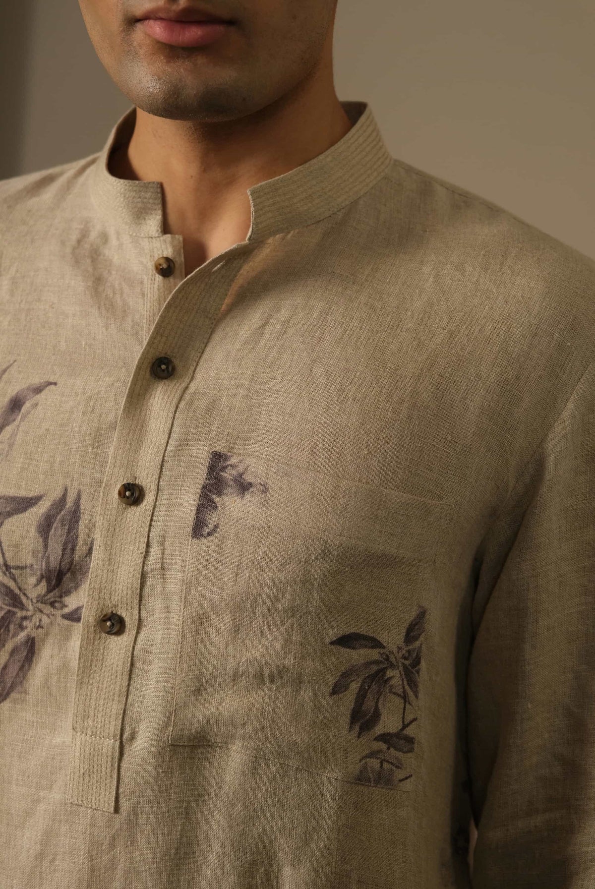 Linen Floral Kurta Set