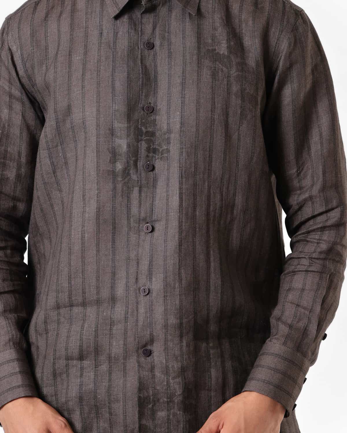 Raw Umber Etch Linen Shirt – Crowd